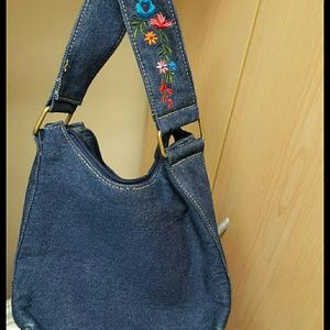 Flowered denim purse